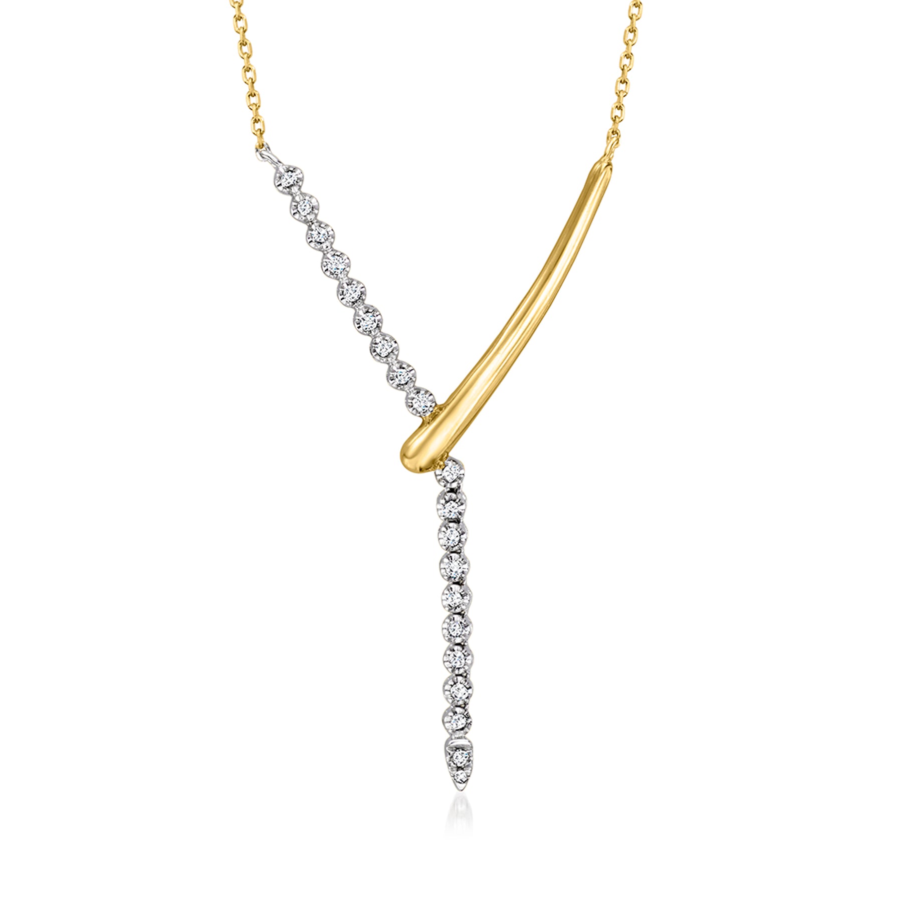 Ross-Simons Diamant-Y-Halskette in Sterlingsilber mit zwei Tönen