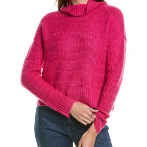Forte Kaschmir crop texturierte Mock Hals Wolle & Kaschmir-Blech Pullover 7823777693756