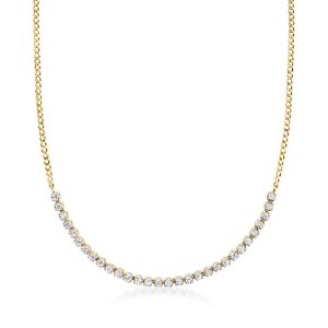 RS Pure Von Ross-Simons Diamant Half-Tennis Halskette aus 14kt Gelbgold