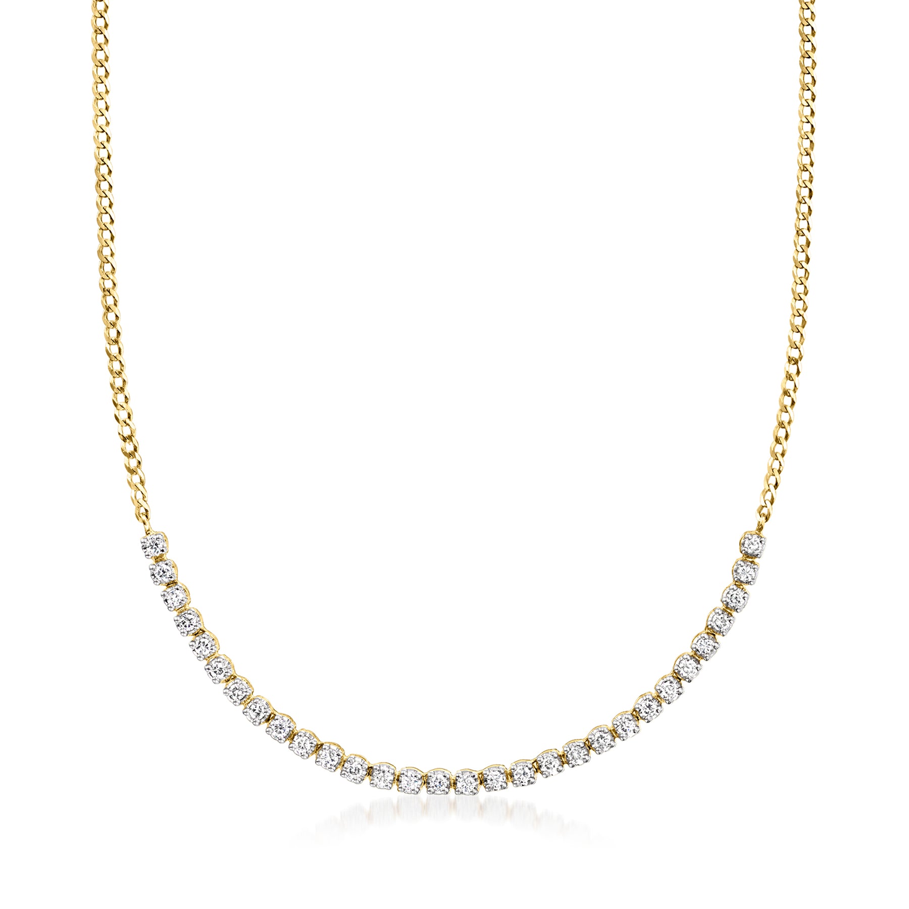 RS Pure Von Ross-Simons Diamant Half-Tennis Halskette aus 14kt Gelbgold
