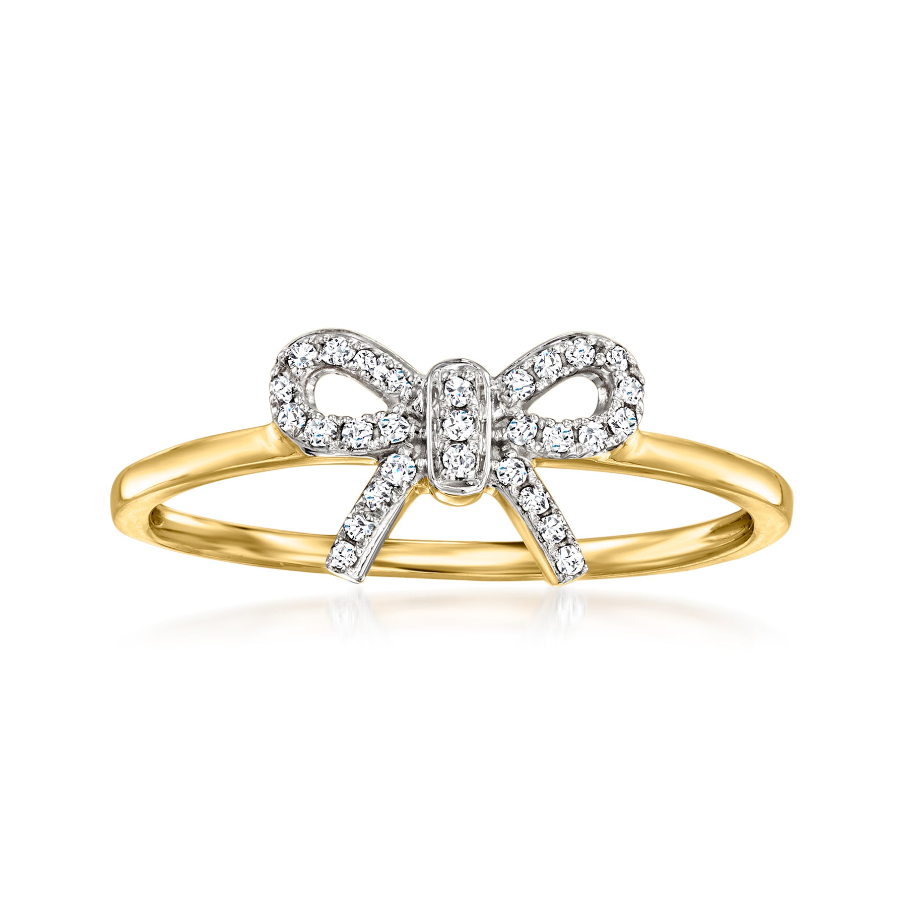 RS Pure Von Ross-Simons Diamant-Akzent-Bogenring aus 14kt Gelbgold