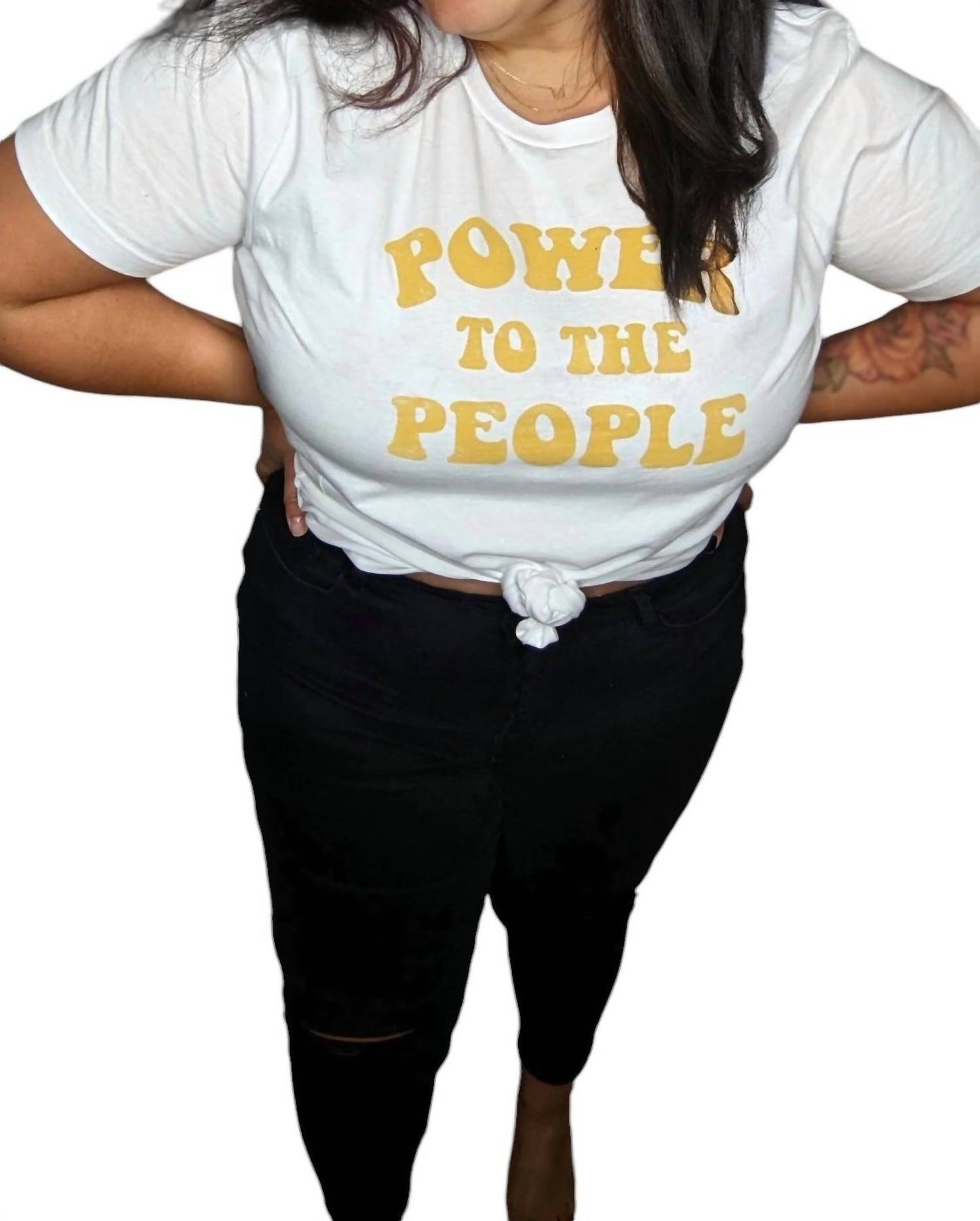 Power To The People – T-Shirt mit grafischem Muster in Weiß