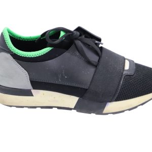 Balenciaga Race Runner Sneaker aus schwarzem und grünem Leder