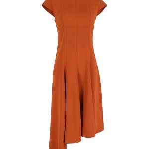 Iris & Ink Alexandra asymmetrisches Kreppkleid aus orangen Polyester 7748734451772