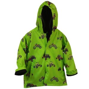 Groß Jungen Grün Sand Spielzeug Muster mit Kapuze Trendy Regenmantel 8-10