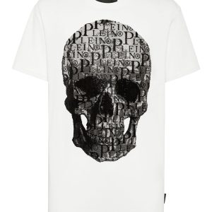 T-Shirt rund Hals ss Schädel und Plein mit Kristallen