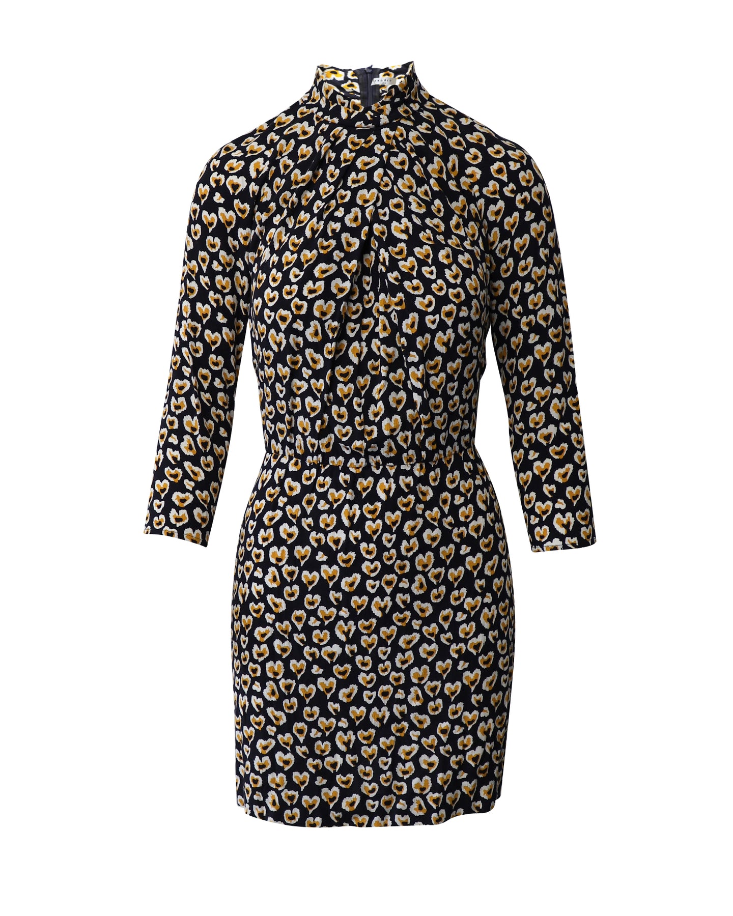 Sandro Paris Lange Ärmel Mini Mantel Kleid in Blumenmuster Viskose