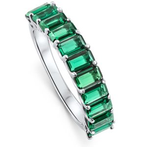 2.50Ct Emerald 11-Stein-Hochzeits-Jubiläumsring stapelbar 14k Weißgold Band