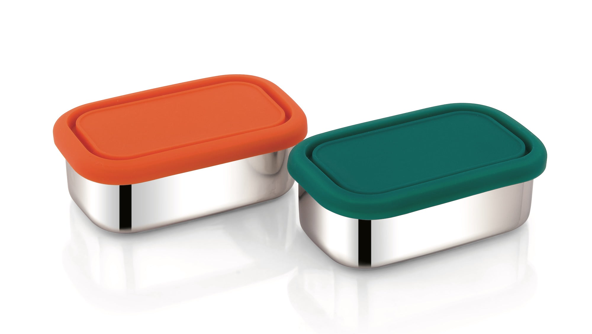 Edelstahl Snack Rechteck Container Set (Zwei) für Gemüse, Obst, Chips, Dips und mehr