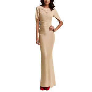 Petites Metallic formal Abendkleid