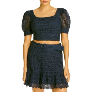 Puff Ärmel Spitze crop top