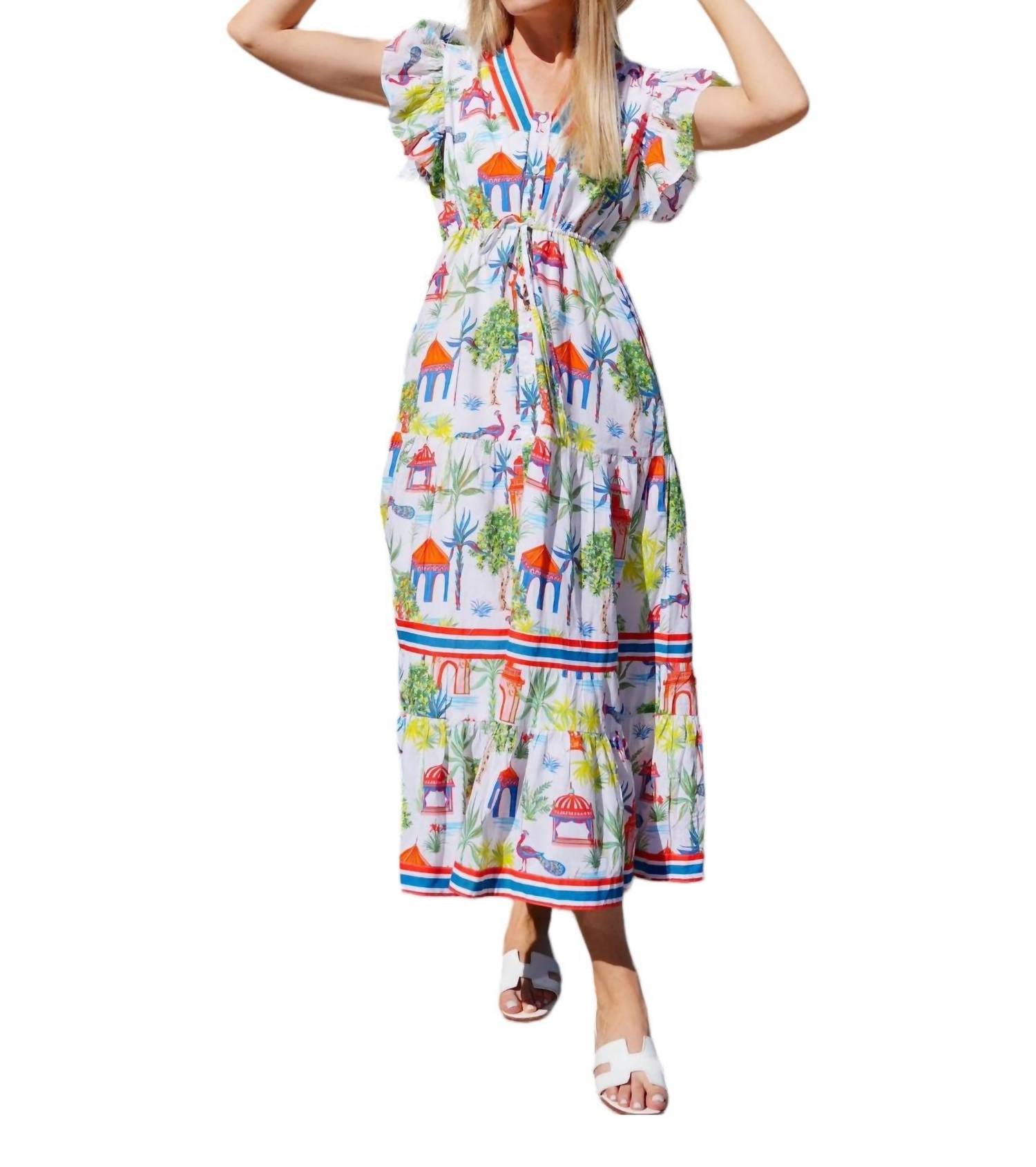 Amalfi-Maxikleid in Pfauenfarbe