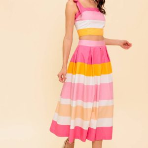 DER RAUM ZWISCHEN Rosa gewebt TOP UND Rock Set