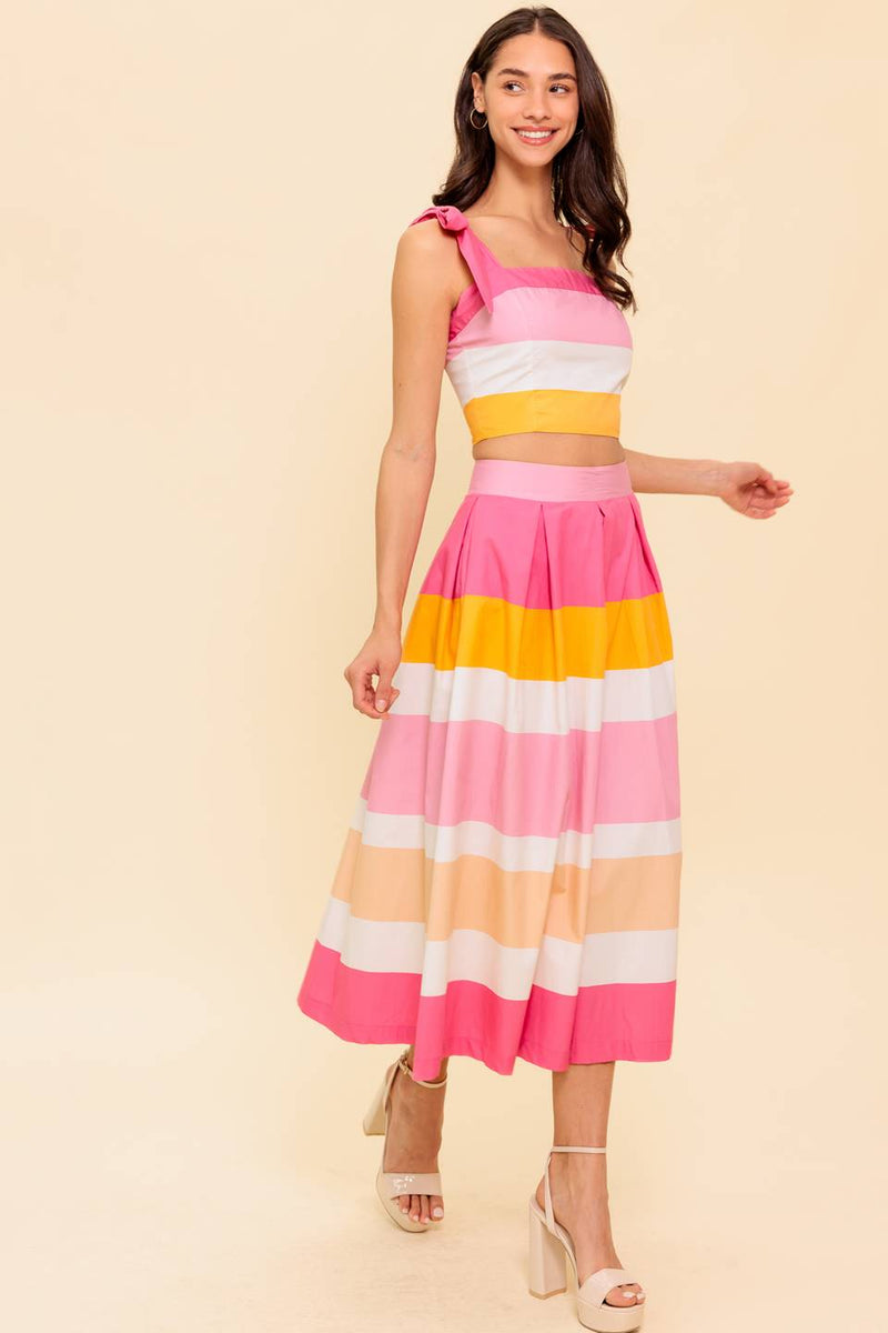DER RAUM ZWISCHEN Rosa gewebt TOP UND Rock Set
