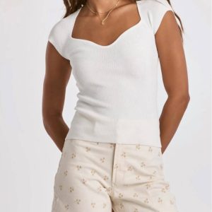 Demi Sweetheart Neck gerippte Spitze in Elfenbein