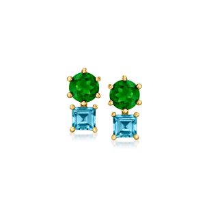 RS Pure Von Ross-Simons London Blau Topaz Ohrringe aus 14kt Gelbgold mit Diamanten und Diamanten