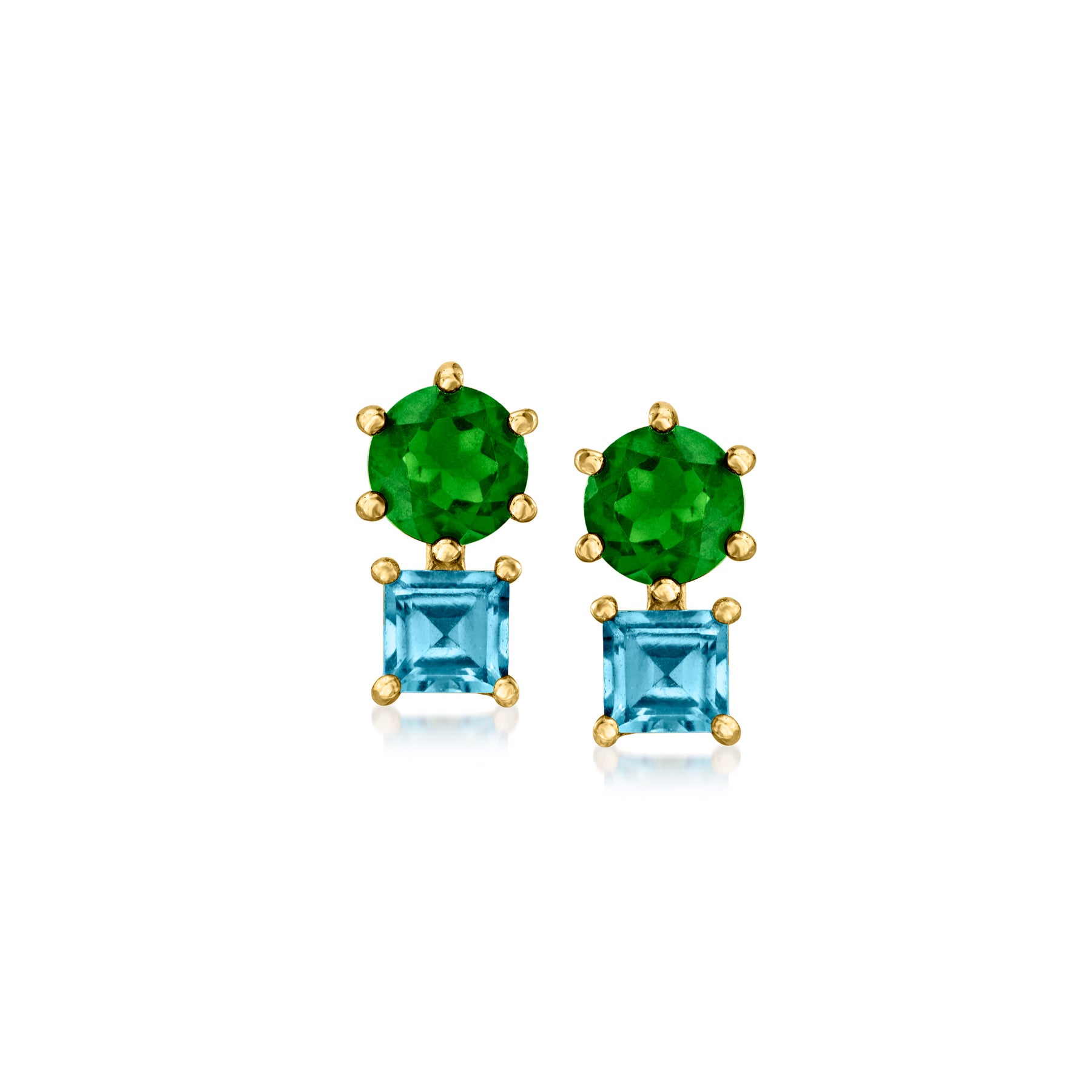 RS Pure Von Ross-Simons London Blau Topaz Ohrringe aus 14kt Gelbgold mit Diamanten und Diamanten