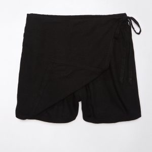 AE Leinen-Blend Imitat Wrap Skort