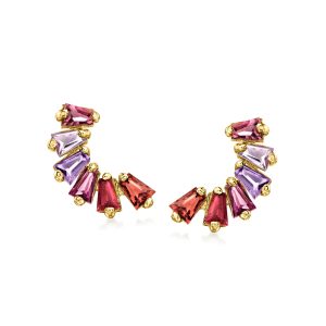 RS Pure Von Ross-Simons Mehrfarbig-Gemstone geschwungene Ohrstecker in 14kt Gelbgold