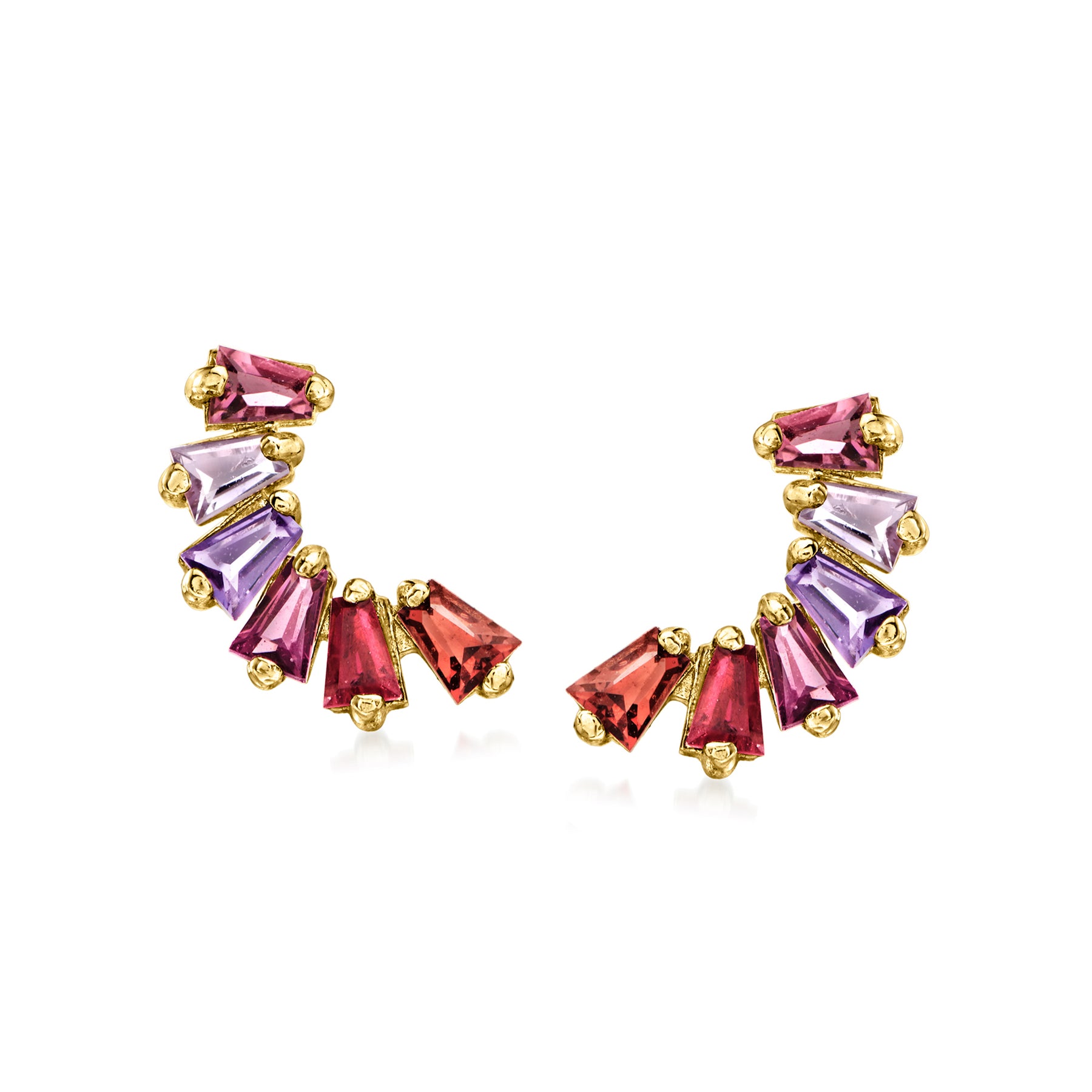 RS Pure Von Ross-Simons Mehrfarbig-Gemstone geschwungene Ohrstecker in 14kt Gelbgold