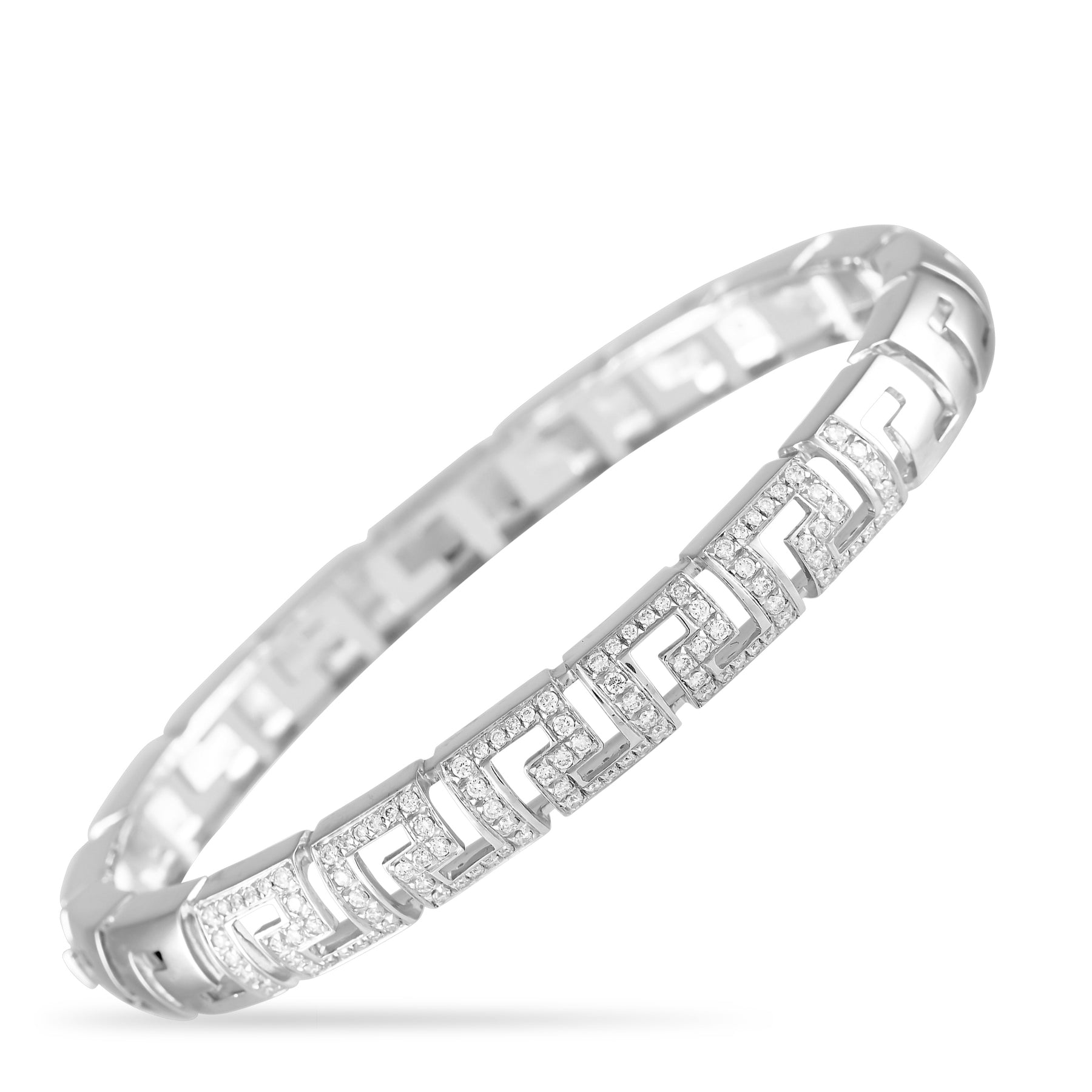 Versace Greca 18K Weißgold 1.20ct Diamant Armreif Armband VE12 -091324