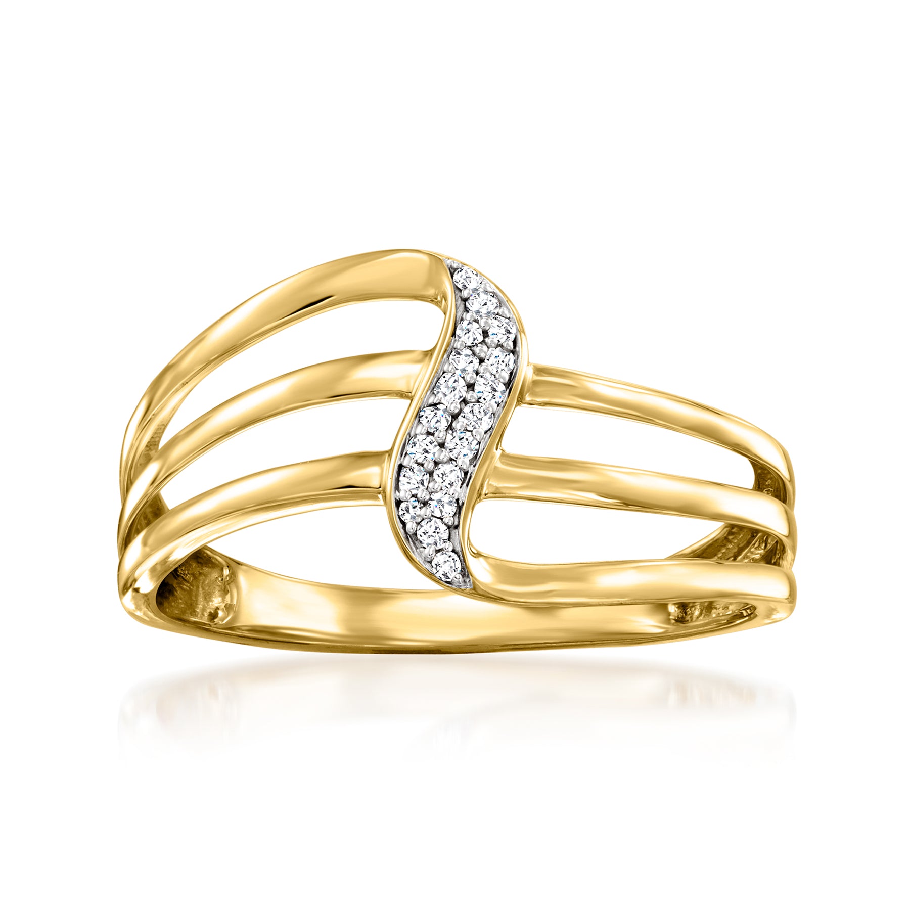 Ross-Simons Diamant-Accented Swirl Ring aus 14 Karat Gelbgold