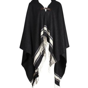 Max Mara Weekend Smooth Blend Kapuzenponcho aus grauer Wolle 7748739301436