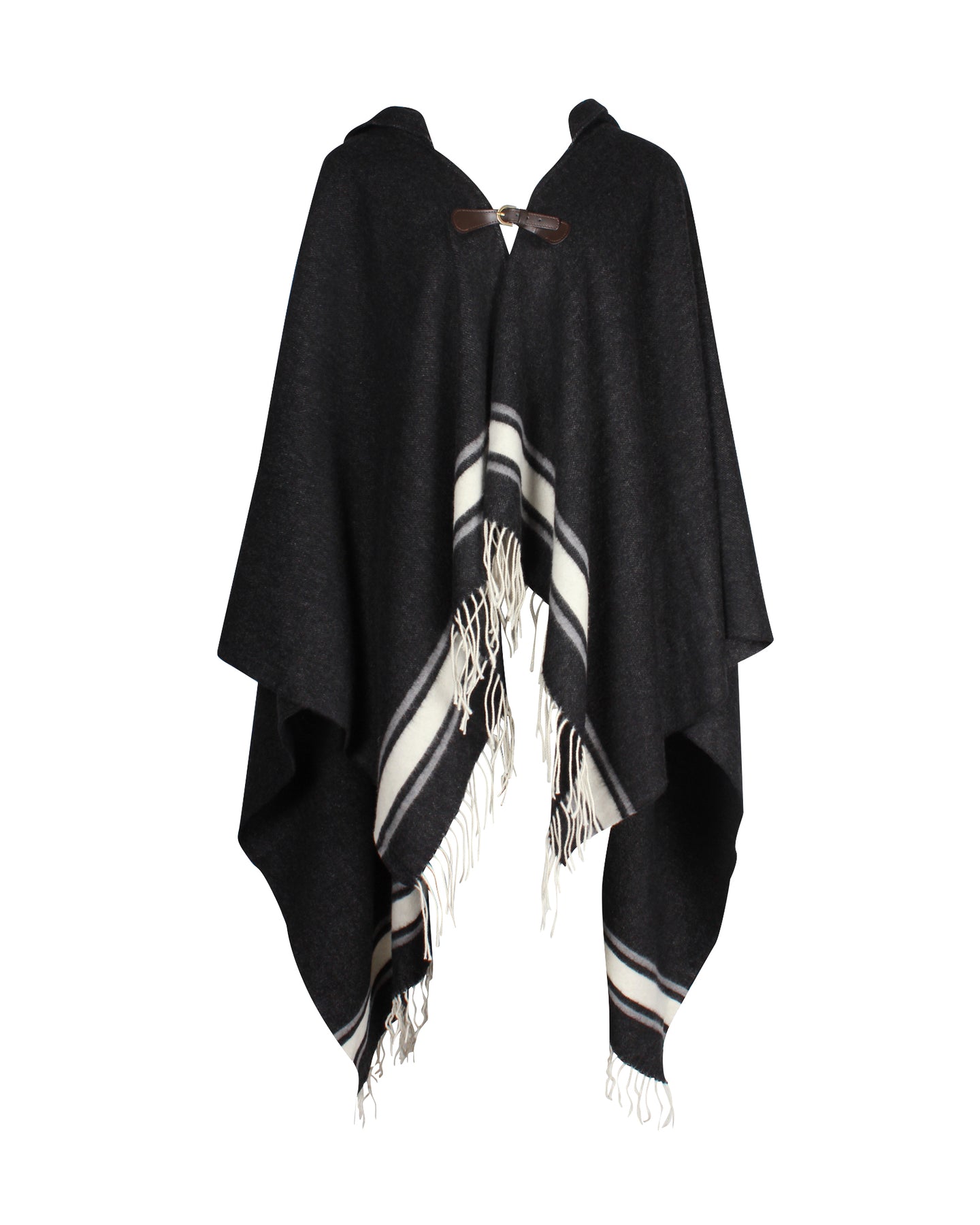Max Mara Weekend glatt Blend Poncho mit Kapuze aus grauer Wolle