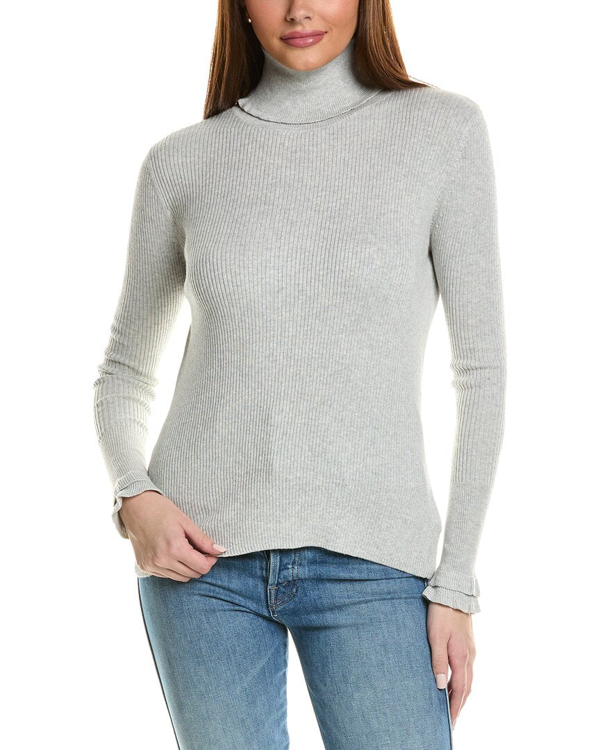 Hannah Rose Rib Rüschen Rollkragenpullover aus Kaschmir