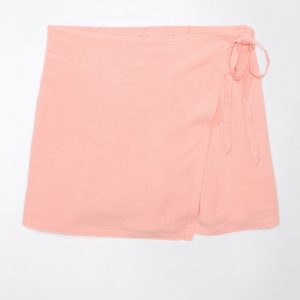 AE Leinen-Blend Imitat Wrap Skort