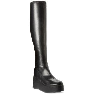 Bezaubernde Kunstleder hohe Keil Stiefel