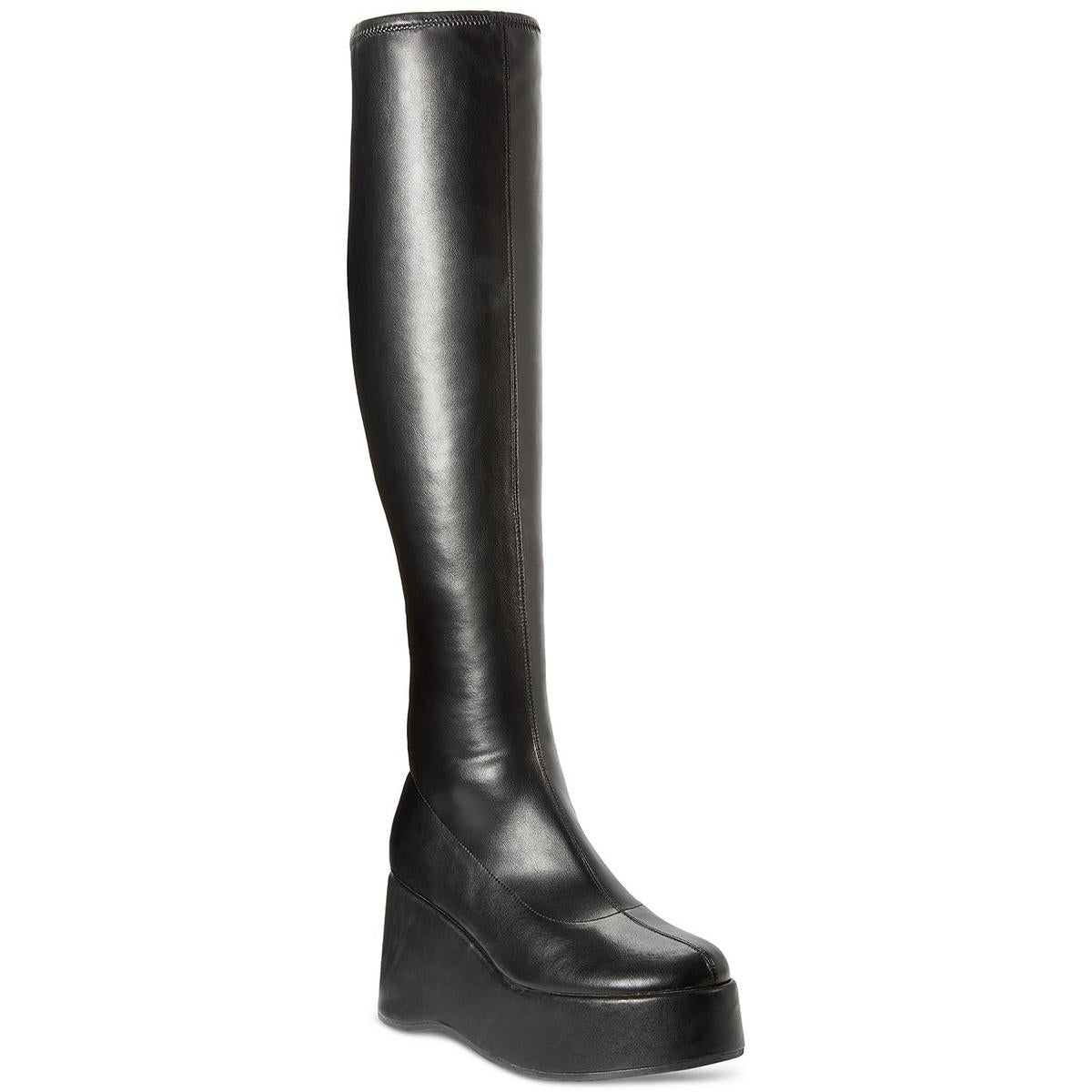 Bezaubernde Kunstleder hohe Keil Stiefel
