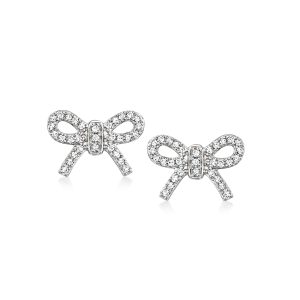 RS Pure Von Ross-Simons 0. Diamant Bow Ohrstecker in Sterling Silber