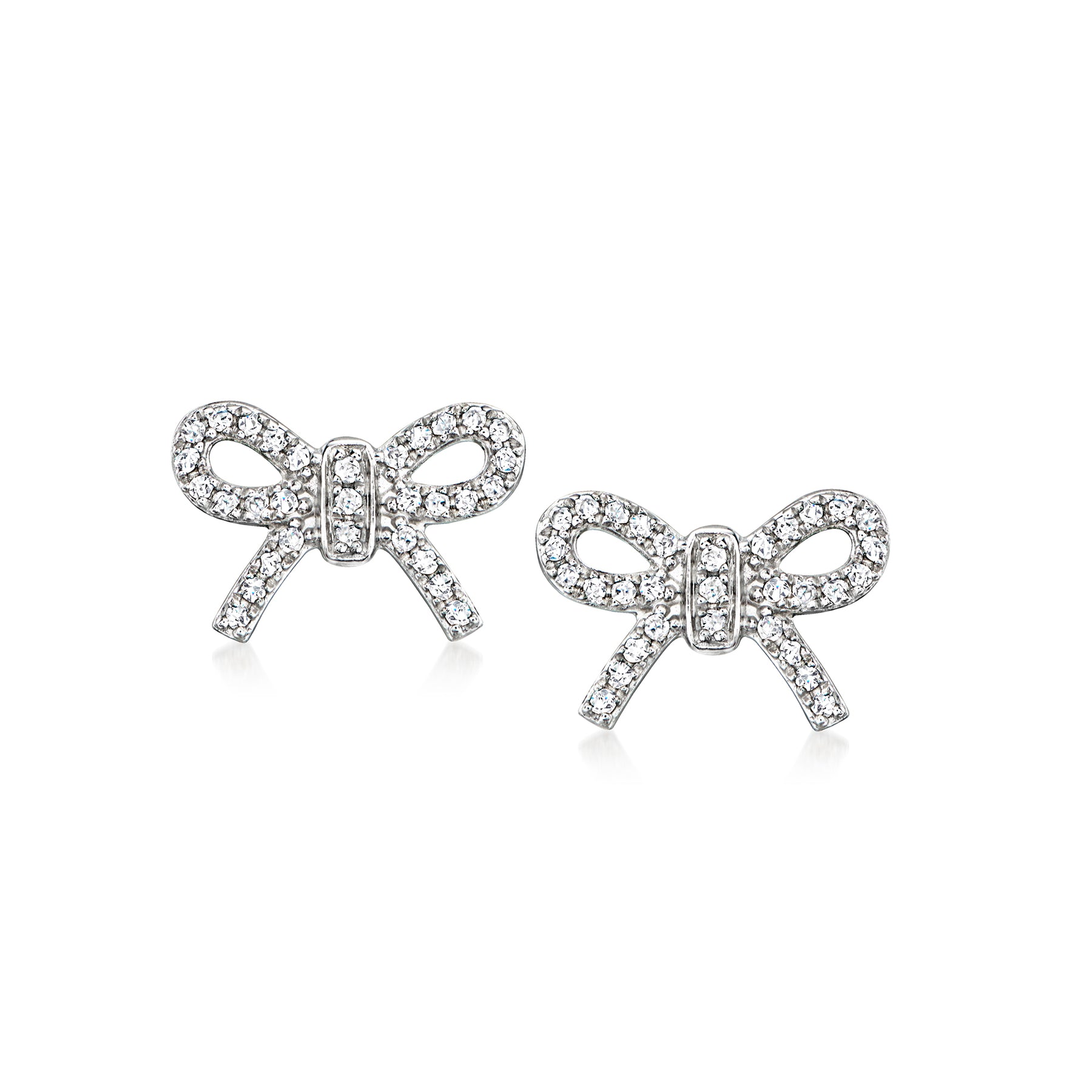 RS Pure Von Ross-Simons 0. Diamant Bow Ohrstecker in Sterling Silber
