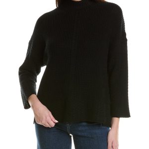 Hannah Rose Shaker Cable Turtleneck Pullover aus Wolle und Kaschmir