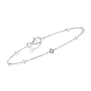 RS Pure Von Ross-Simons Diamant-Akzent quadratisch Station Armband in Sterling Silber