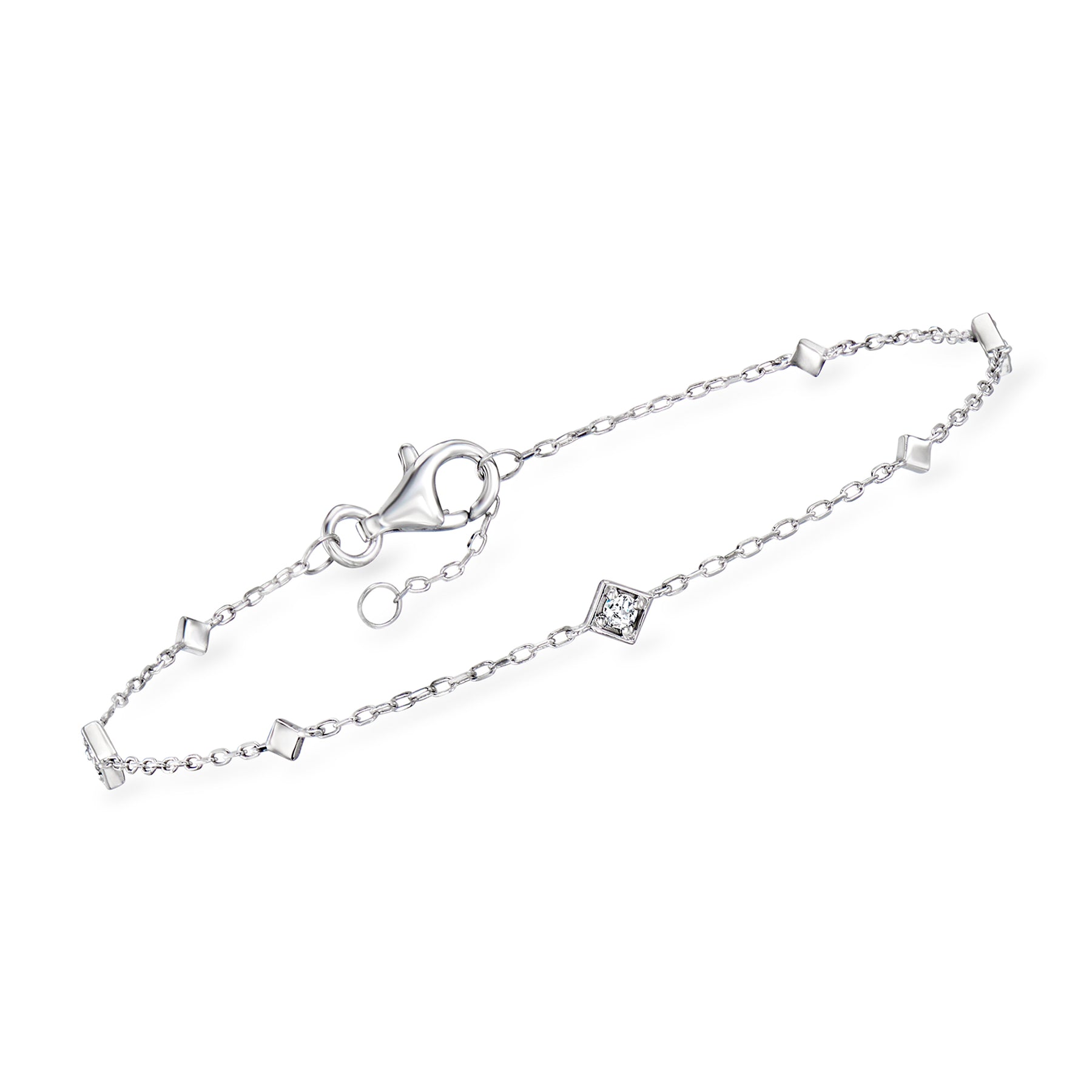 RS Pure Von Ross-Simons Diamant-Akzent quadratisch Station Armband in Sterling Silber