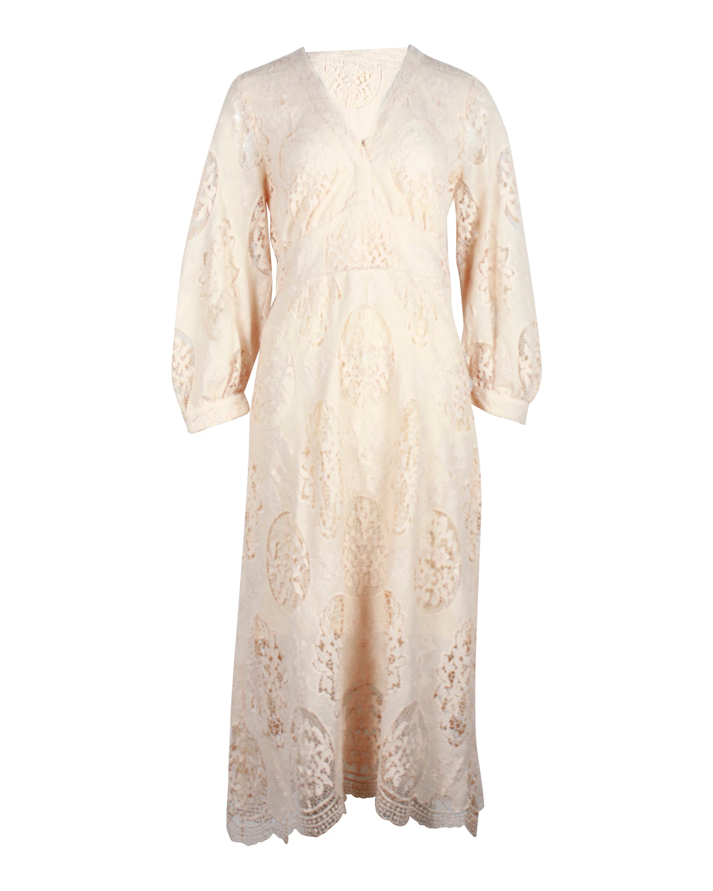 Maje Romy Guipure Midikleid aus Spitze in Beige Polyester