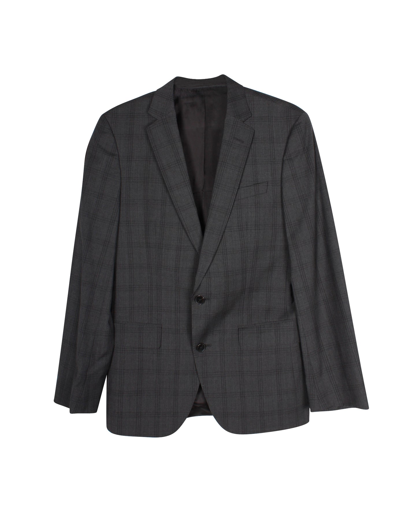 Boss von Hugo Boss Kariertes maßgeschneidertes Blazer- und Hosenanzug-Set aus grauer Wolle