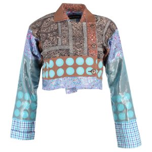 Issey Miyake Boxy Jacke aus mehrfarbiger Baumwolle