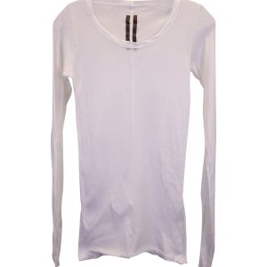 Rick Owens Sheer Langarm T-Shirt aus weißer Baumwolle 7748739858492