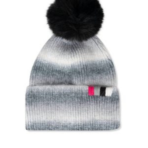 City Beanie faux pom pom in schwarz/grau