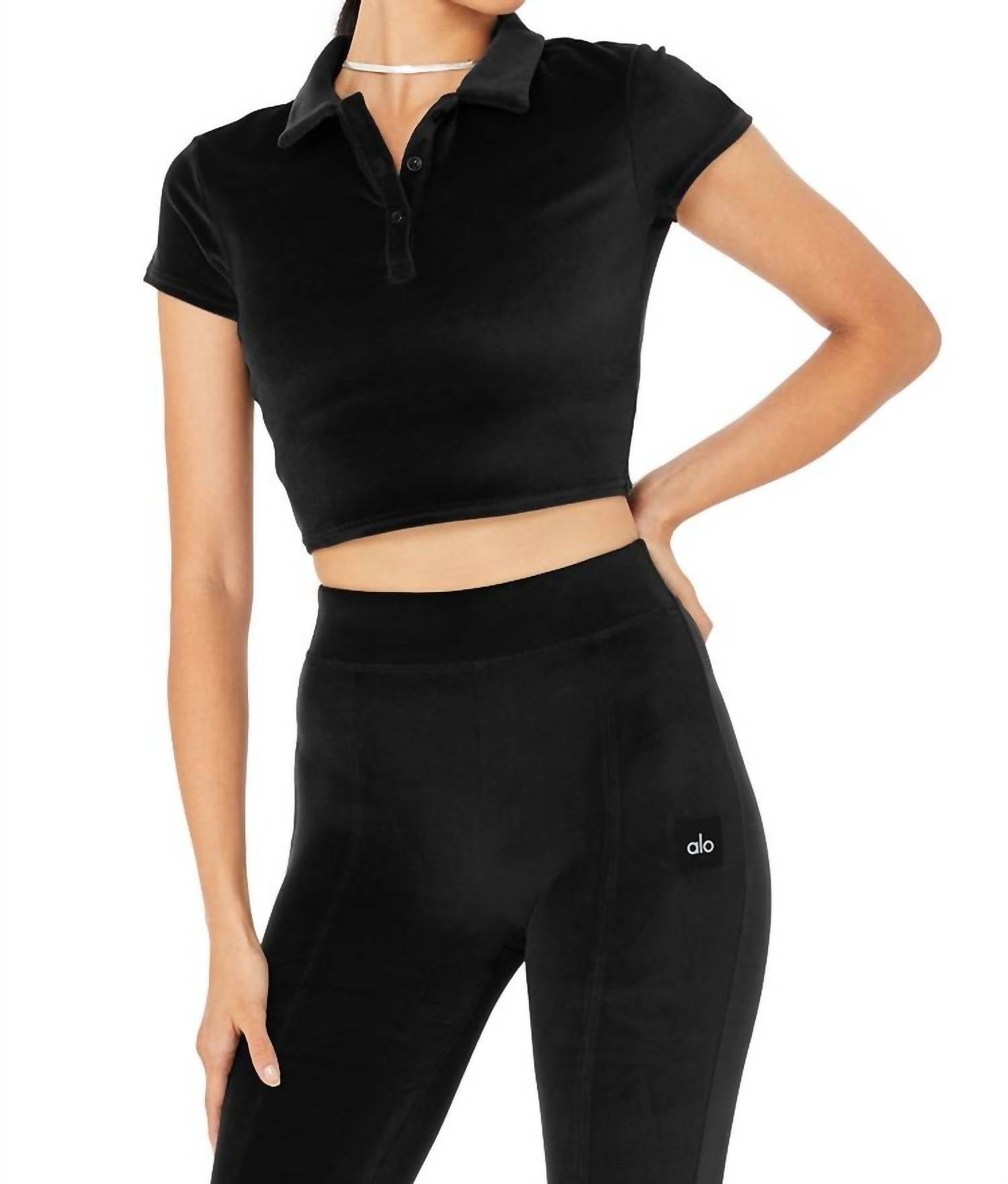 Velour Choice Poloshirt in Schwarz
