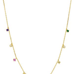 18K Gold über Sterling Silber Mehrfarbig Farbe einlagige Halskette