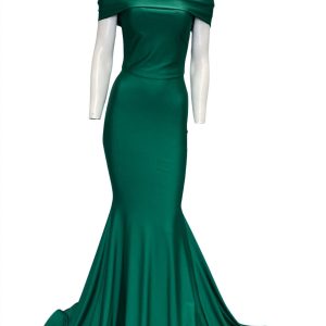 Classic Off The Shoulder Evening Gown in grün