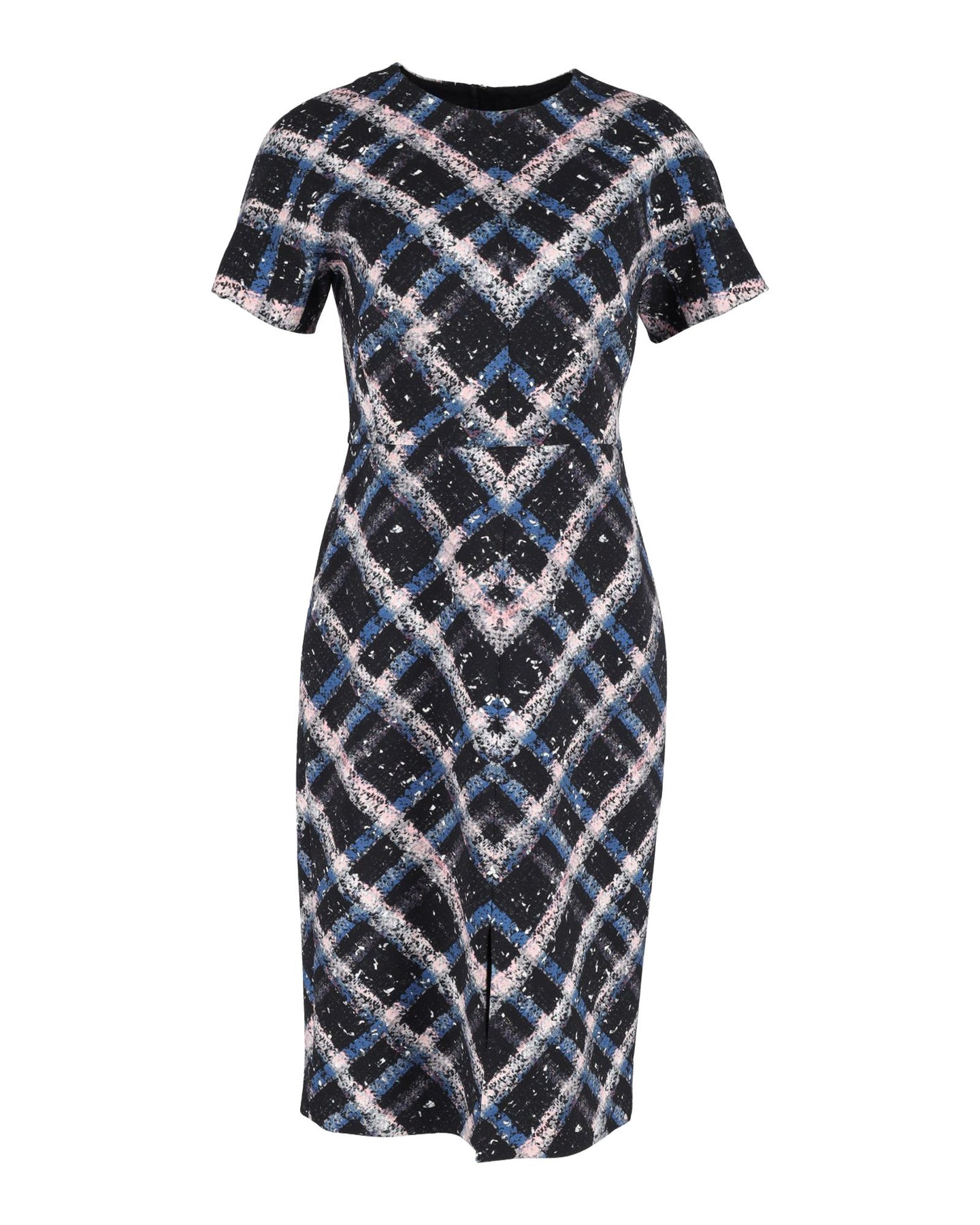 Midikleid Erdem mit Karomuster in Marineblauer Wolle