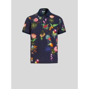 Mit Blumenmuster Jersey Polo Hemd