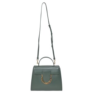 Salvatore Ferragamo Thalia Gancini Schultertasche aus olivgrünem Kalbsleder