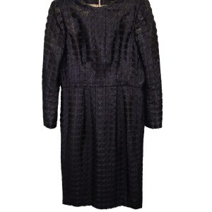 Giambattista Valli Lace Print Midikleid in schwarzer Viskose 7748750475324
