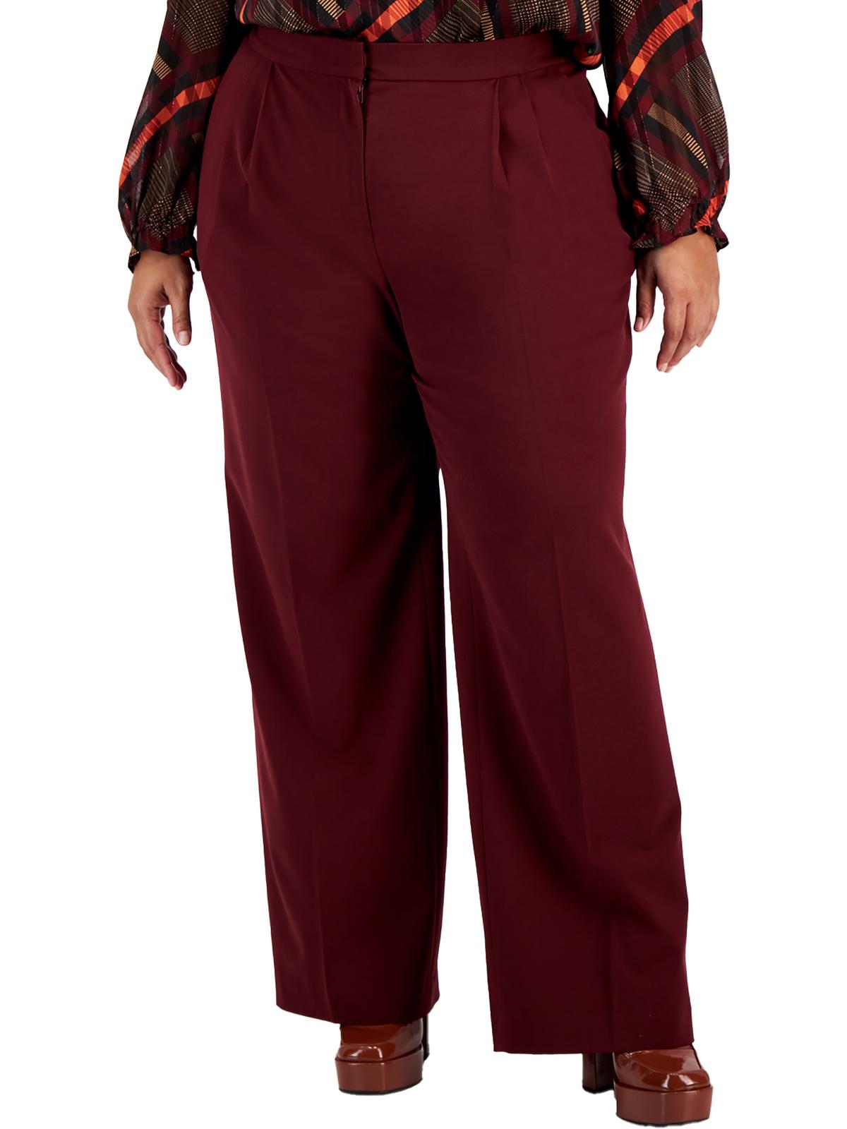 Plus Damen-Plisseehose mit hohem Bund und weitem Bein